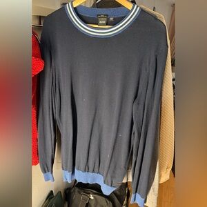 Boss Navy and Tan Crewneck Sweater